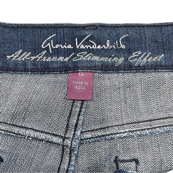 Gloria Vanderbilt Dark Wash Amanda Jeans Rhinestones Size 12 Short - Picture 3 of 9